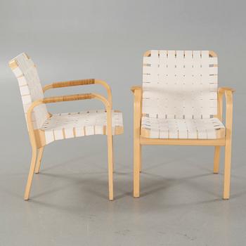 A pair model 45 chairs, designed by Alvar Aalto, 21st century.