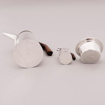 Tapio Wirkkala, TAPIO WIRKKALA, A three piece silver 'TW 188' coffee set for Kultakeskus Hämeenlinna 1959-1967.