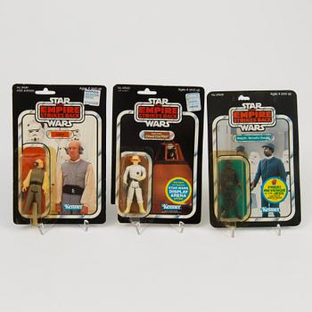 A lot of six Star Wars action figures in original packaging Kenner 1980s.