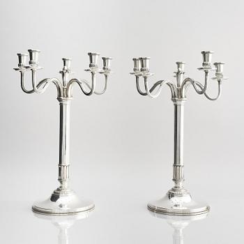 Atelier Borgila, a pair of silver candelabra, design Erik Fleming, Stockholm 1947.