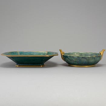 JOSEF EKBERG, 2 skålar, Gustavsberg, flintgods. 1920-/30-tal.