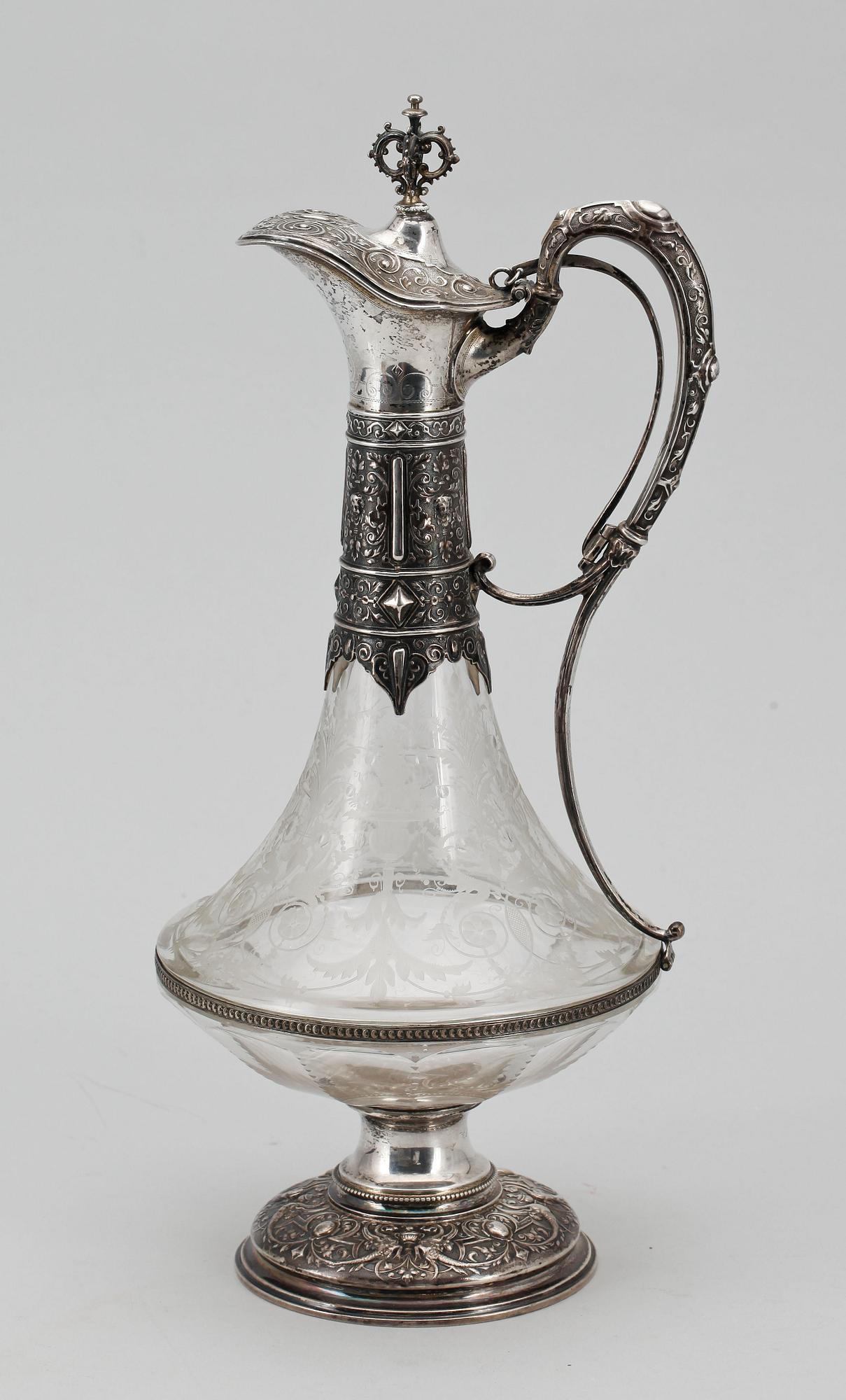 KANNA, glas och silver, nyrenässans, Lars Larson & Co, Göteborg 1878.