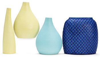511. A set of four Stig Lindberg 'Reptil' stoneware vases, Gustavsberg 1950´s.