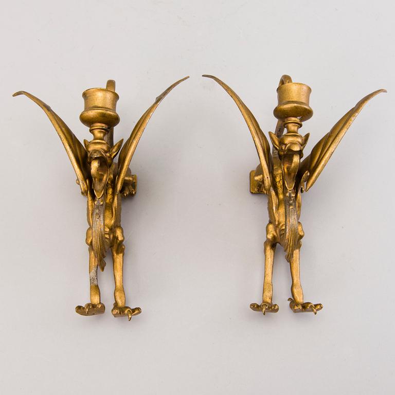 A PAIR OF WALL SCONES, bronzed metal, Russia late 19th century.