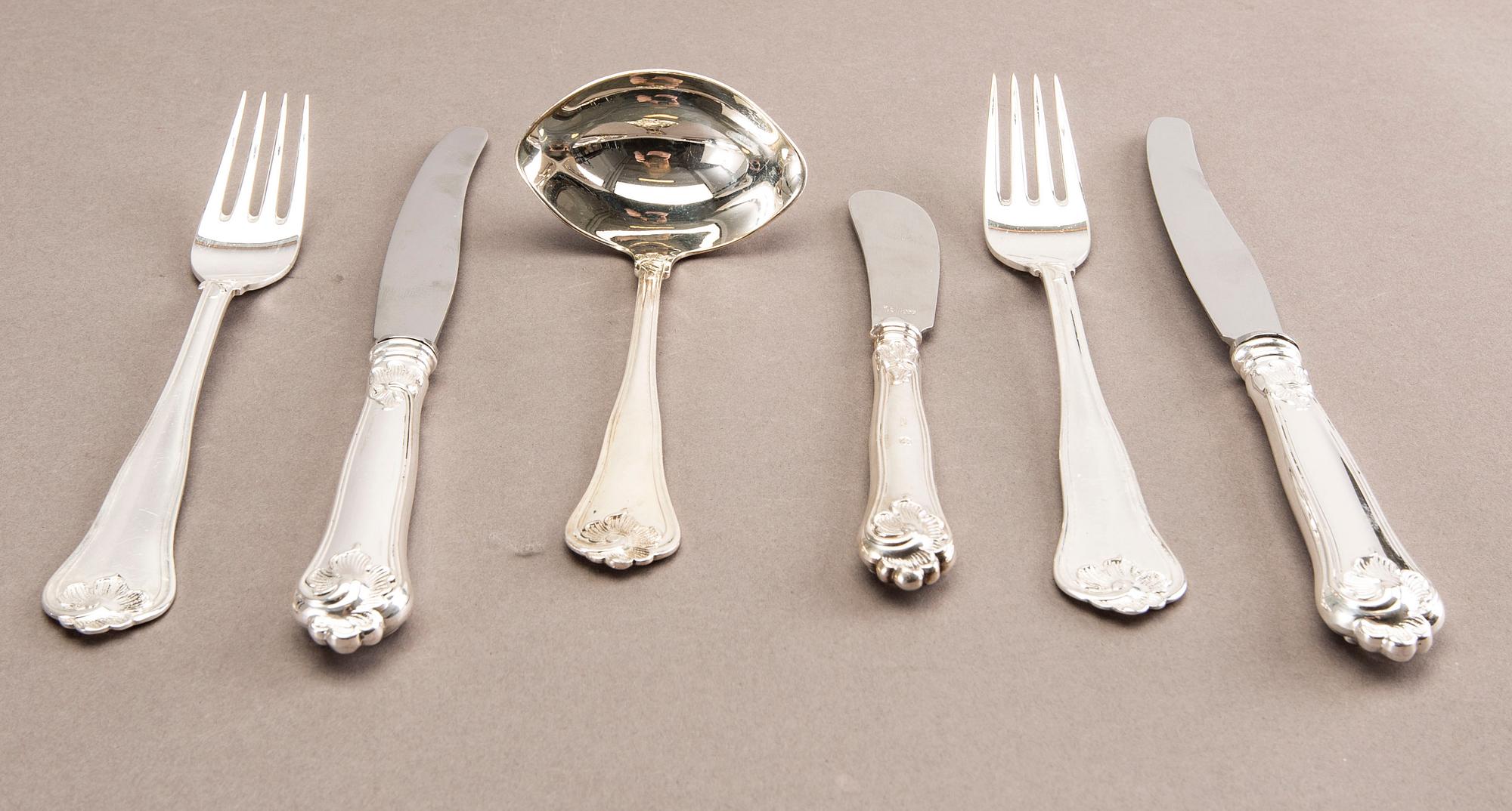 A Danish set of 28 pcs of silver cutlery mark of Cohr 20th century, total weight 1568 gram.