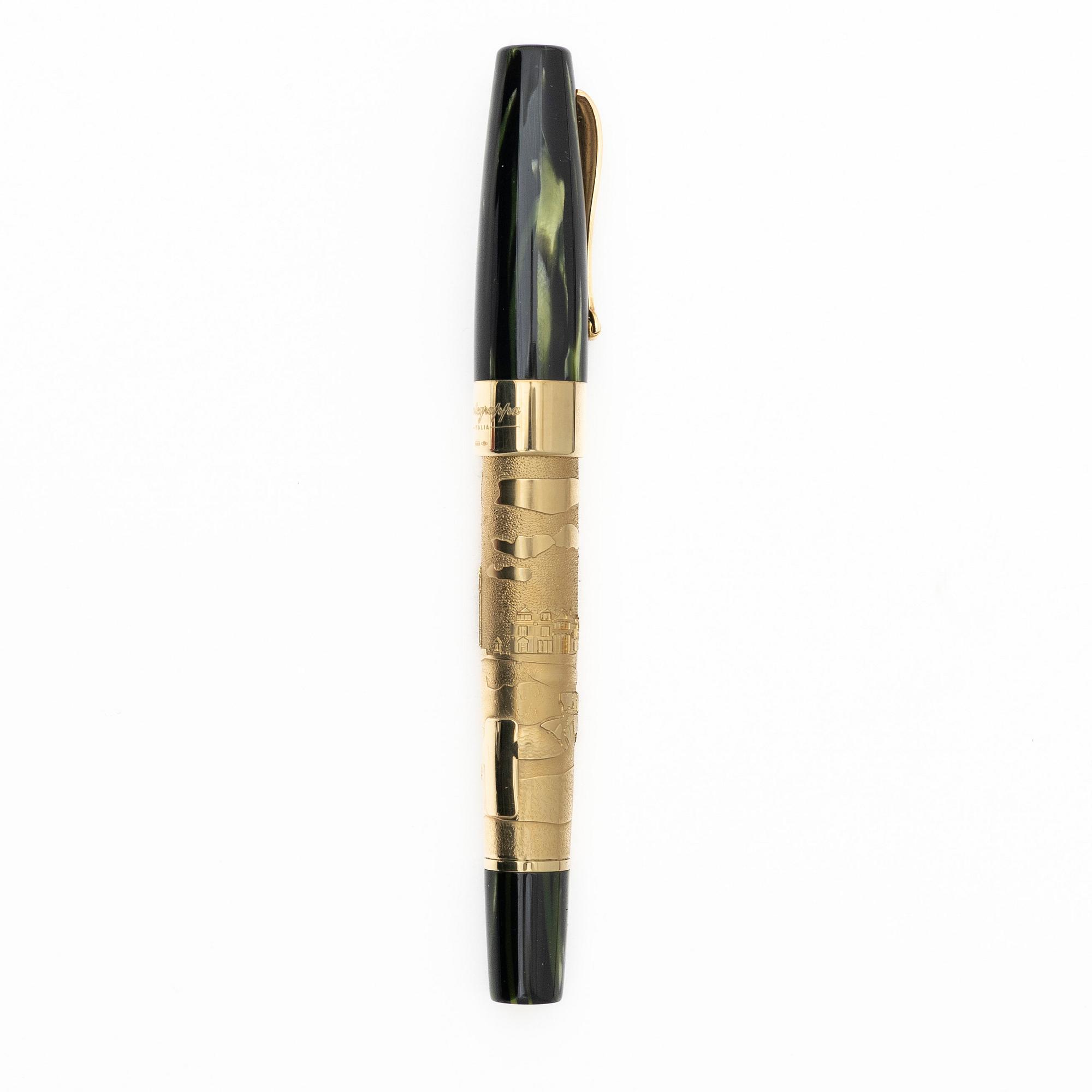 Montegrappa, reservoirpenna, "St Andrews", 18 k guld, numrerad 00/18.