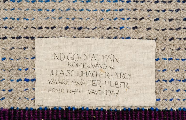 MATTA. "Indigo-mattan". Rya. 279 x 194 cm. Komponerad av Ulla Schumacher-Percy.