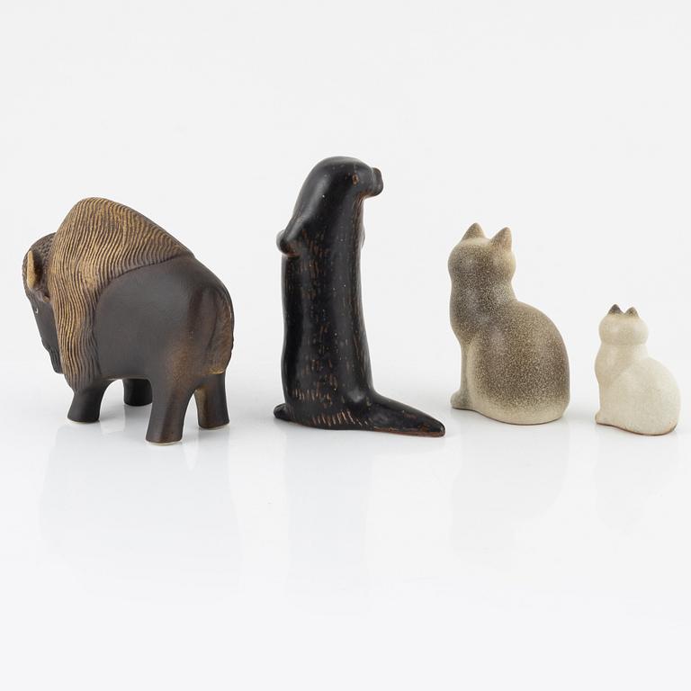 Lisa Larson, a set of four figurines, for Nordiska Kompaniet in cooperation with WWF and K-Studion, Gustavsberg.