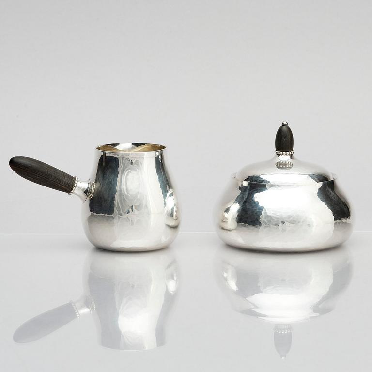Georg Jensen, kaffeservis, 3 delar, sterling silver, Köpenhamn, Danmark, efter 1945, design nr 80A.