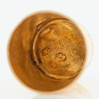 Thimble, finger guard and two rings, 18K gold, with fitted case.