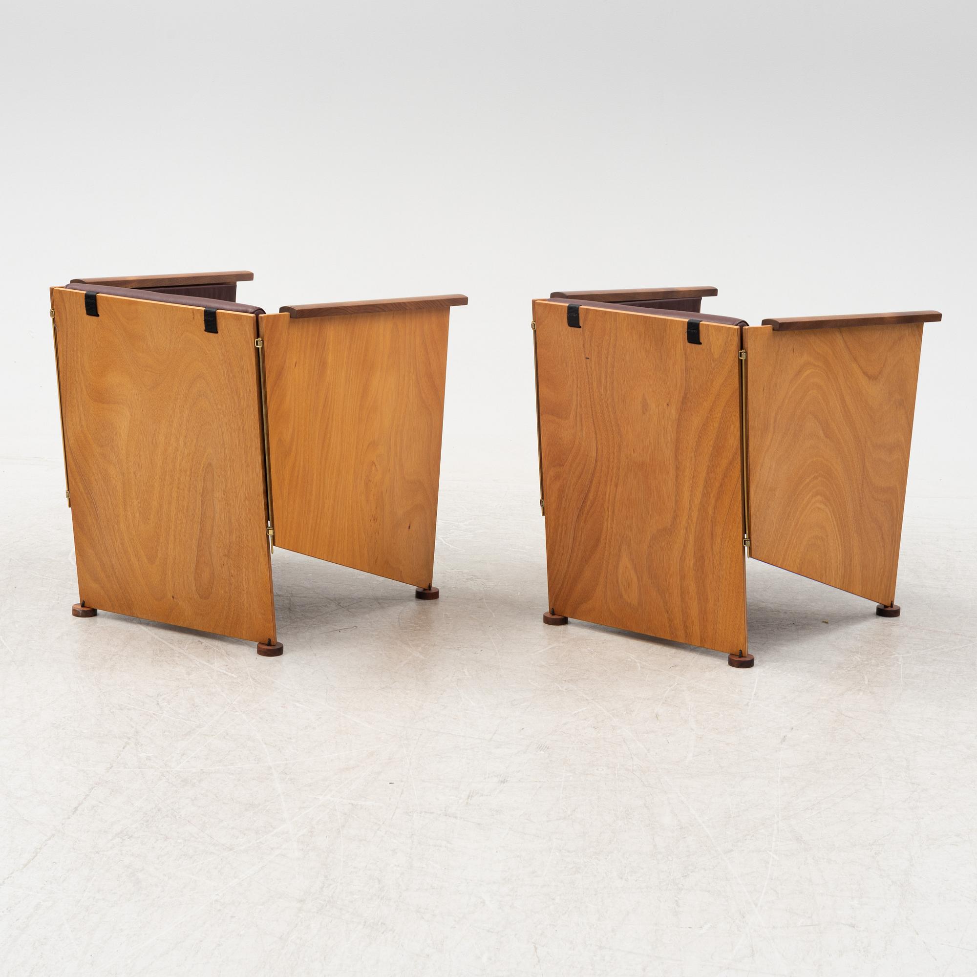 Torbjörn Ahlström, a pair of mahogany and cherry armchairs.