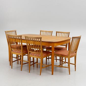 Carl Malmsten, a dining table with six chairs, 'Vardags'.