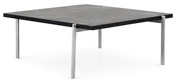 A Poul Kjaerholm sofa table 'PK-61' with a black slate top, by E Kold Christensen.