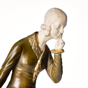 Demetre Chiparus, skulptur "Hush", patinerad brons, Paris 1920-tal.