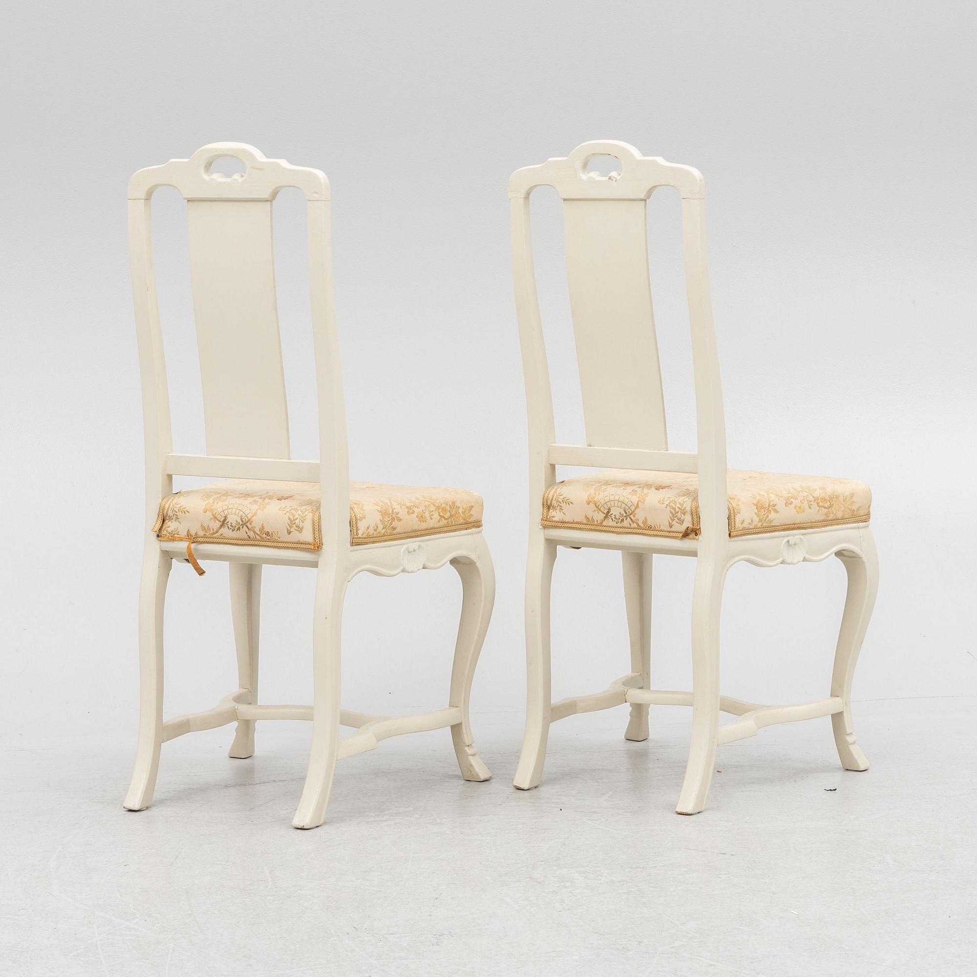 A Pair of Rococo Chairs, 18th Century, probably West Sweden.