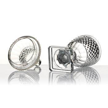 A set of two cut glass jars with covers, Anglo/Irish, 19th Century.