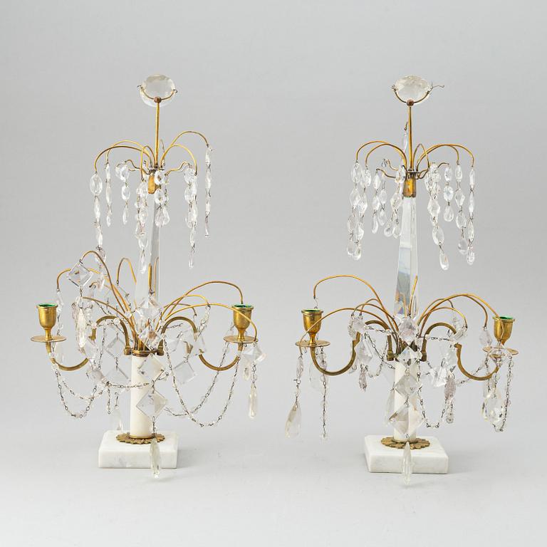 A pair of early Gustavian style 20th century table chandeliers.