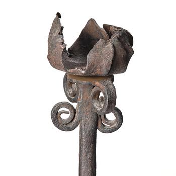 A Swedish candelabra in wrought iron, 18/19th century.