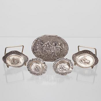 DOSA, FAT, 2 st, och ASKFAT, 2 st. Silver. Bl.a. Holland 1920-tal. Vikt totalt ca 260 g.