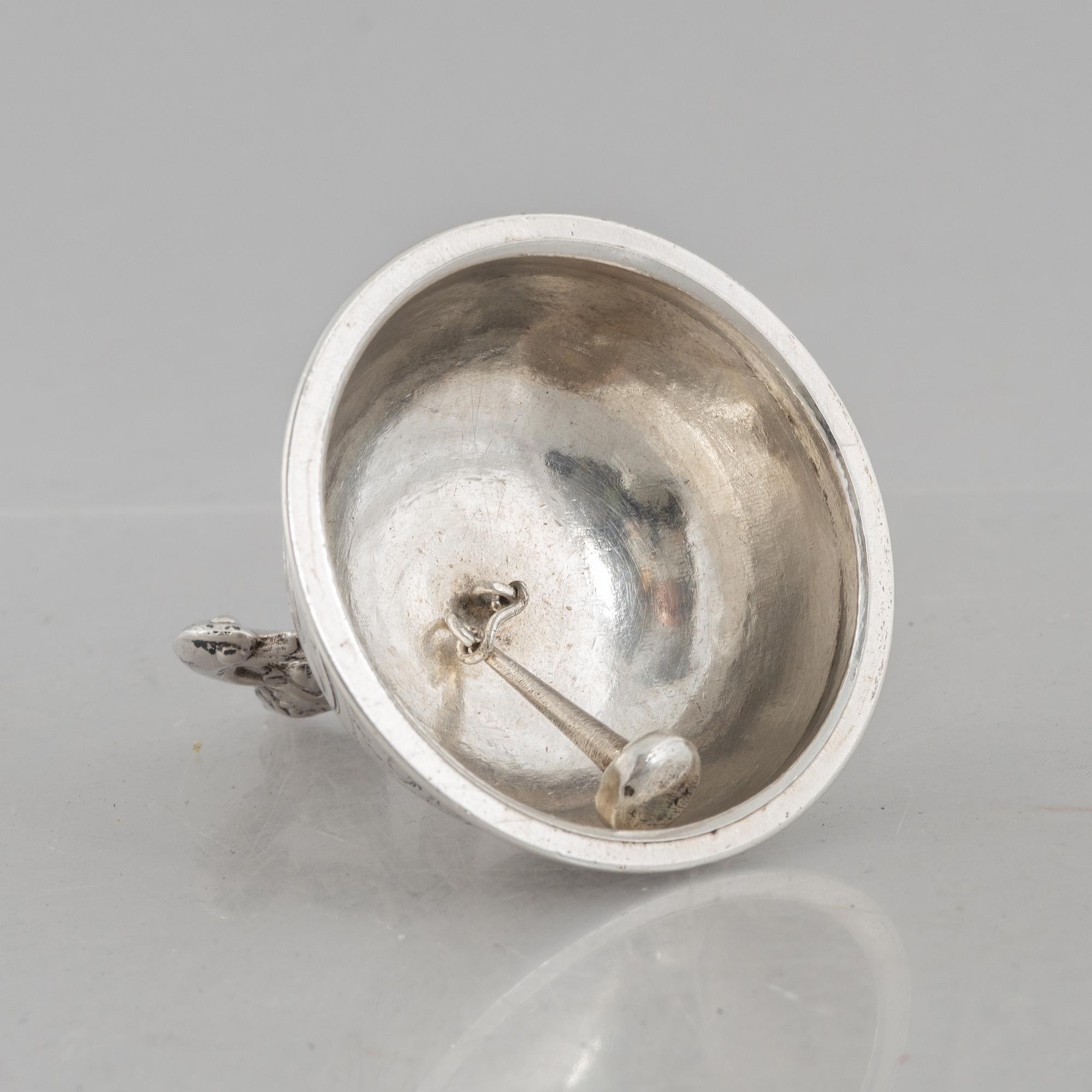 A Swedish silver table bell, mark of Christopher Creutz, Stockholm 1857.