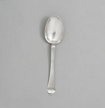 A SWEDISH SILVER SPOON, un identified makers mark, Stockholm 1707.