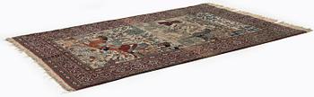 A pictoral Kashan 'Mohtasham' rug, central Persia (Iran), c. 218 x 141 cm.