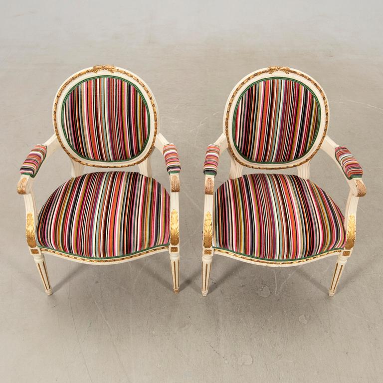 Armchairs, a pair in the Gustavian style, first half of the 20th century.