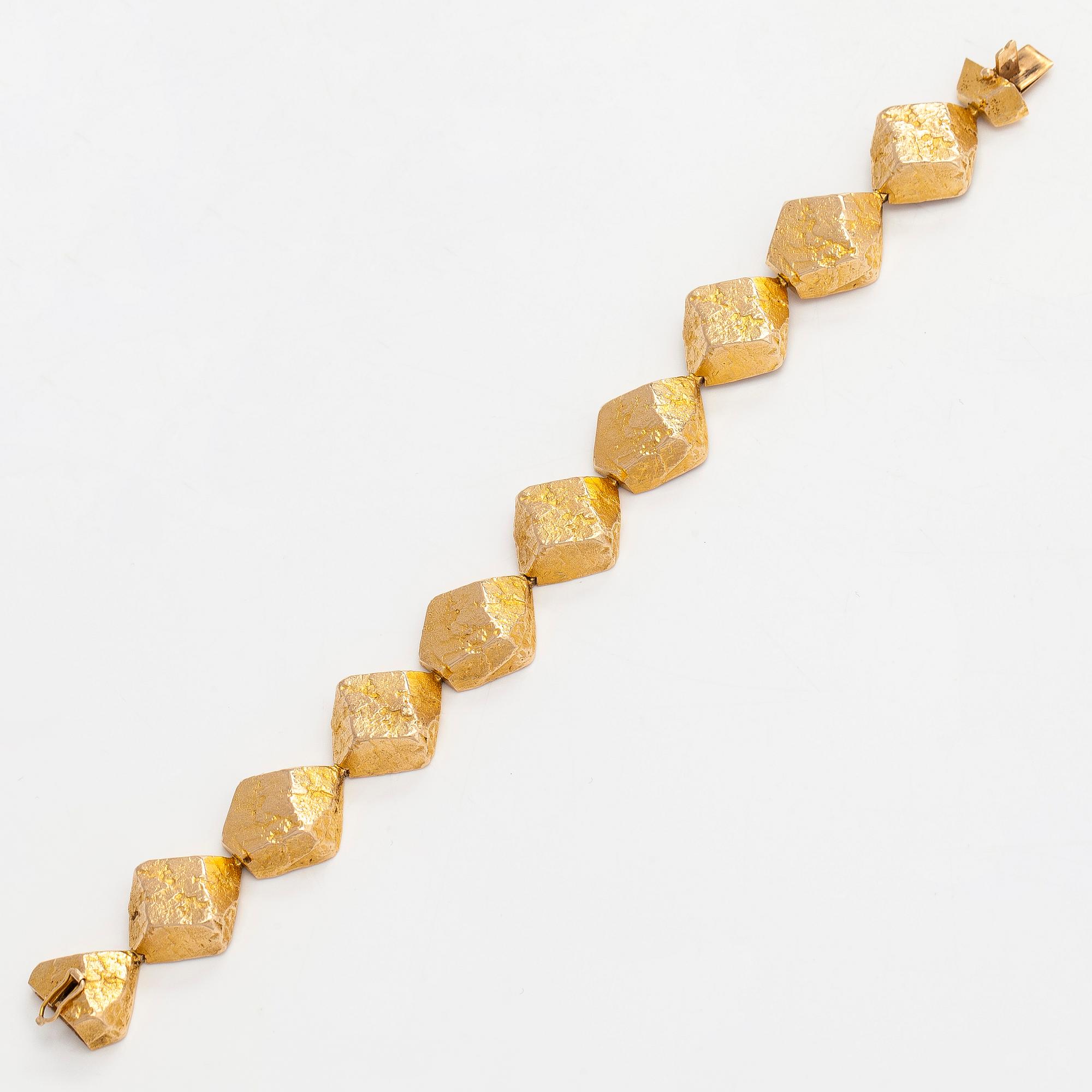 Björn Weckström, a 14K gold bracelet 'Lapp Stones' for Lapponia 1970.