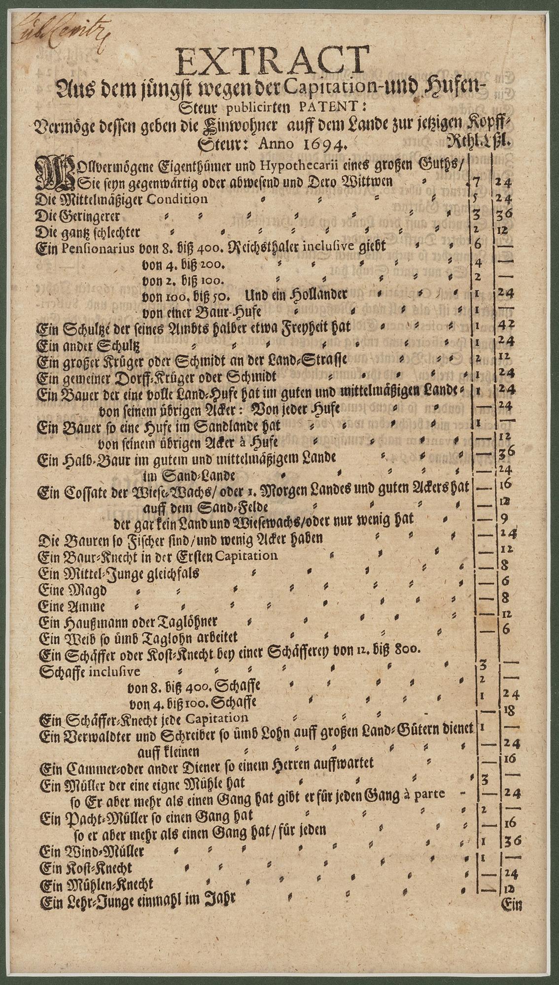 Table, Stralsund, 1694.