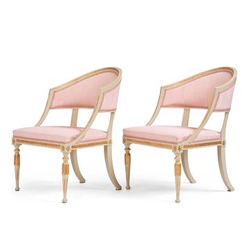 70. A pair of late Gustavian open armchairs, late 18th century.