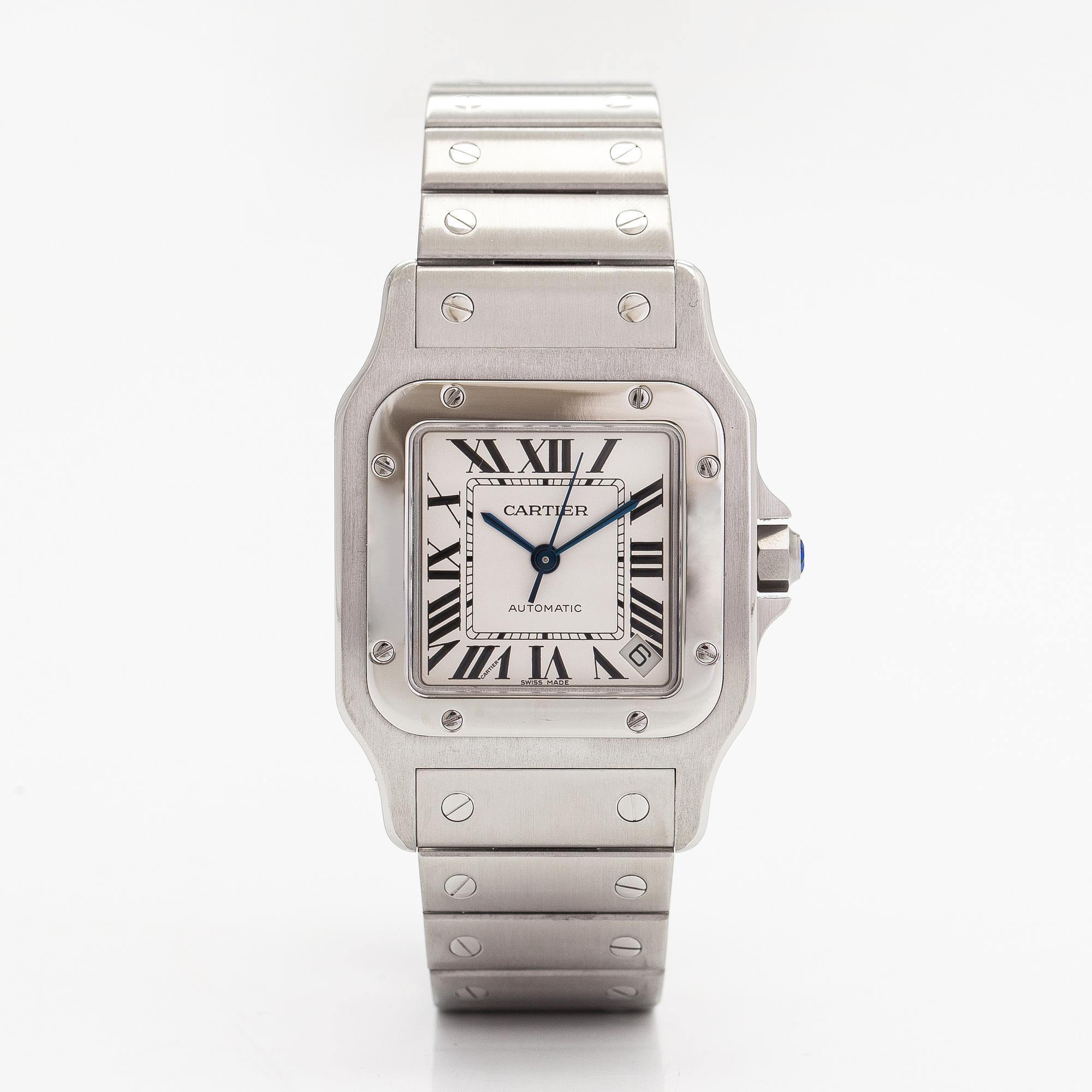Cartier, Santos, rannekello, 32 x 32 mm.