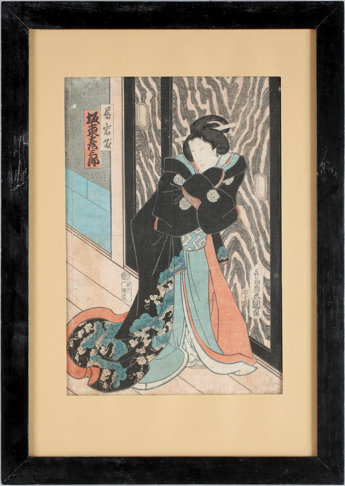 TOYOKUNI III, träsnitt, sign i trycket.