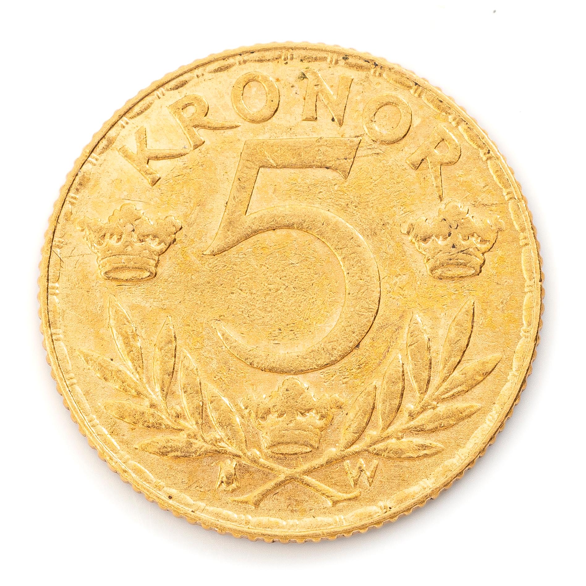 Guldmynt, Sverige, Gustav V, 5 kronor, 1920.