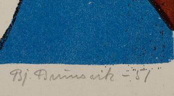 BJARNE BRUNSVIK, screentryck, signerad och daterad -51, med dedikation.