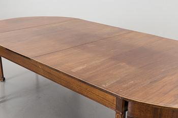 An early 20th century/20th century dining table and chairs, 3+6 pieces.