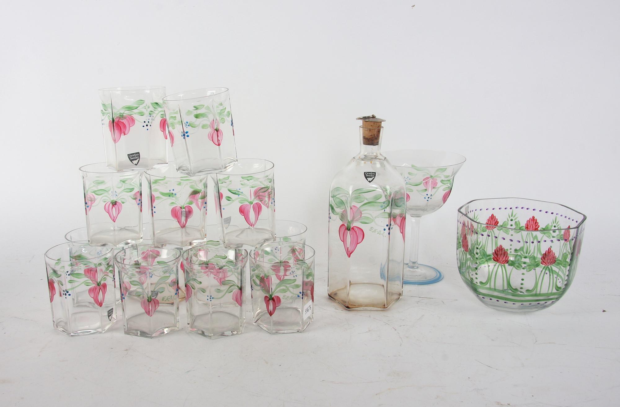 SERVISDELAR, 16 delar, glas. Orrefors, "Maja" Eva Englund.
