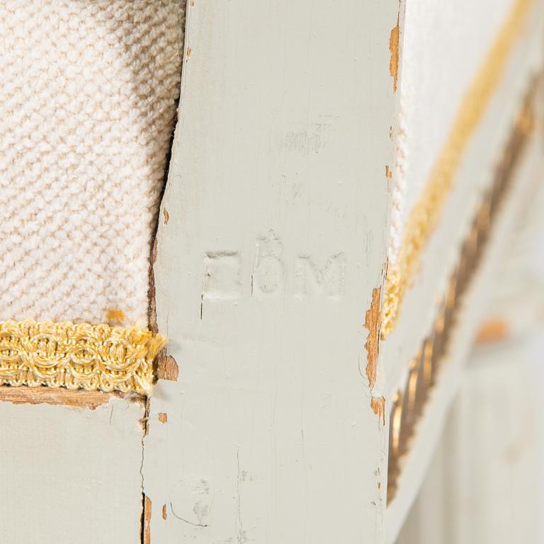 Four late Gustavian Stockholm chairs one signed EÖM  Erik Öhrmark turn of 18th/19th Century.