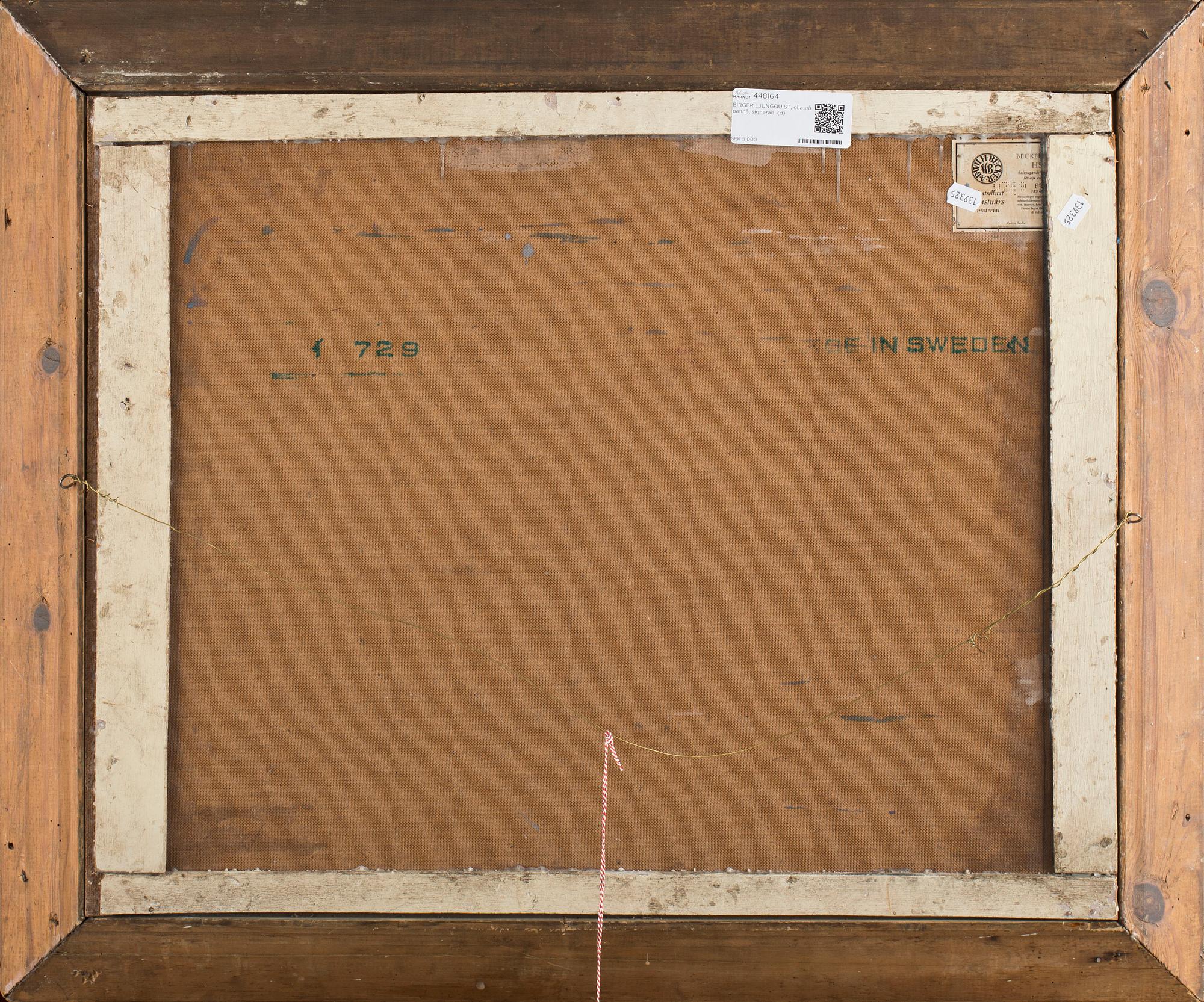 BIRGER LJUNGQUIST, olja på pannå, signerad.