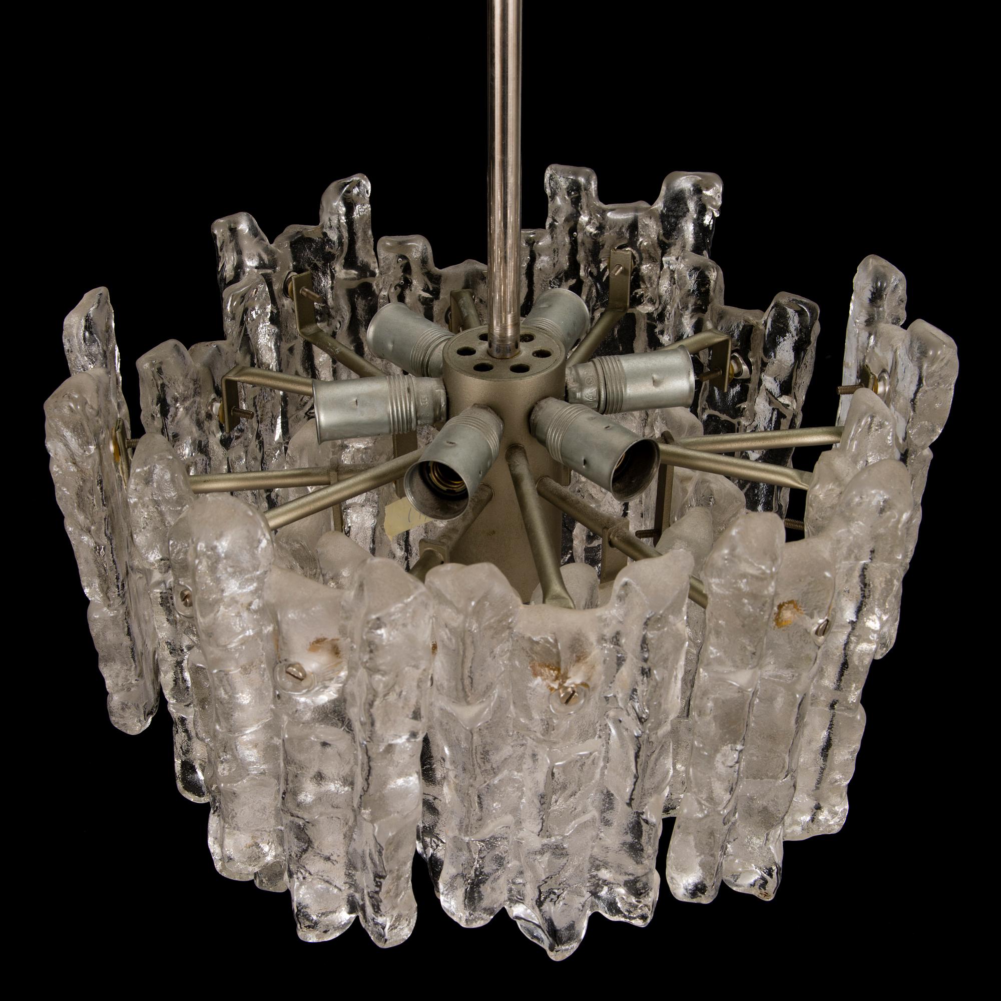 A 1960s "Ice block chandelier" by J.T Design, Kalmar, Austria.