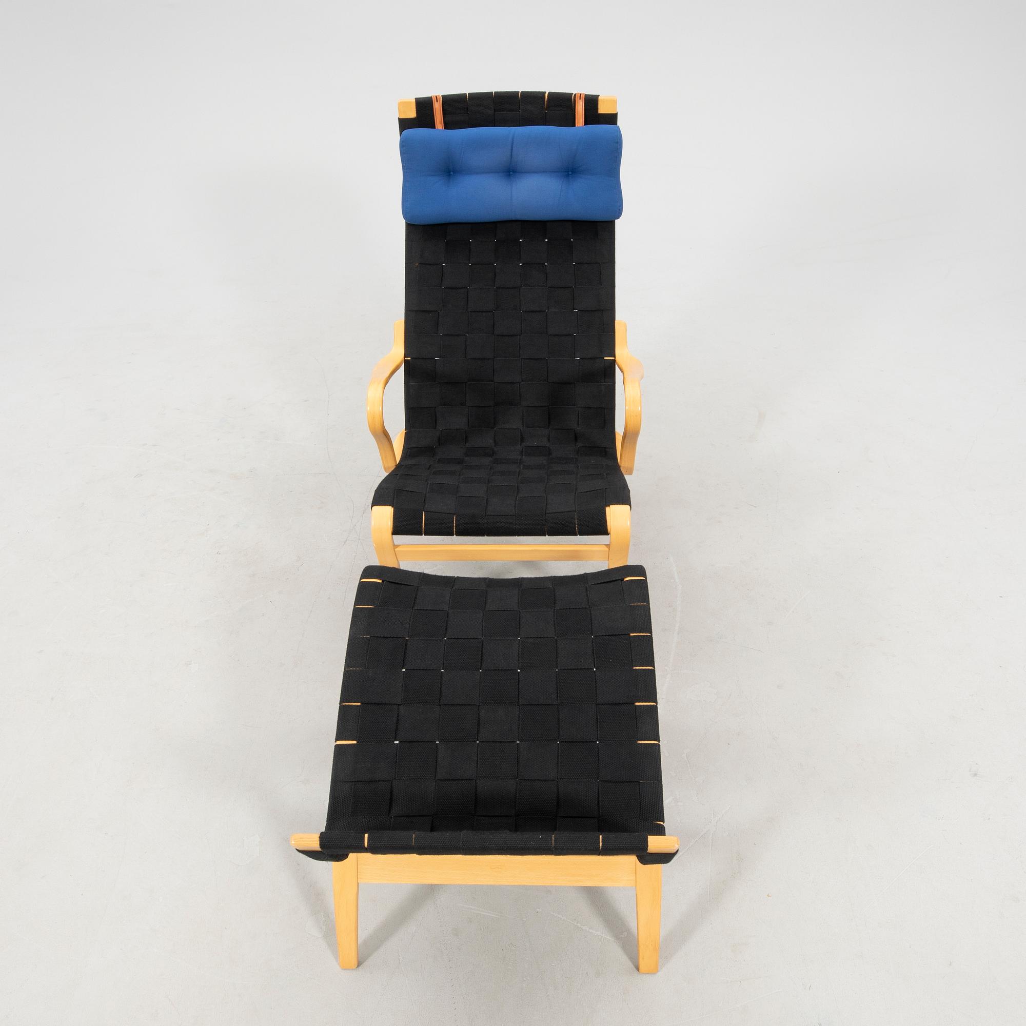 Bruno Mathsson, armchair with footstool "Pernilla" DUX 2000.