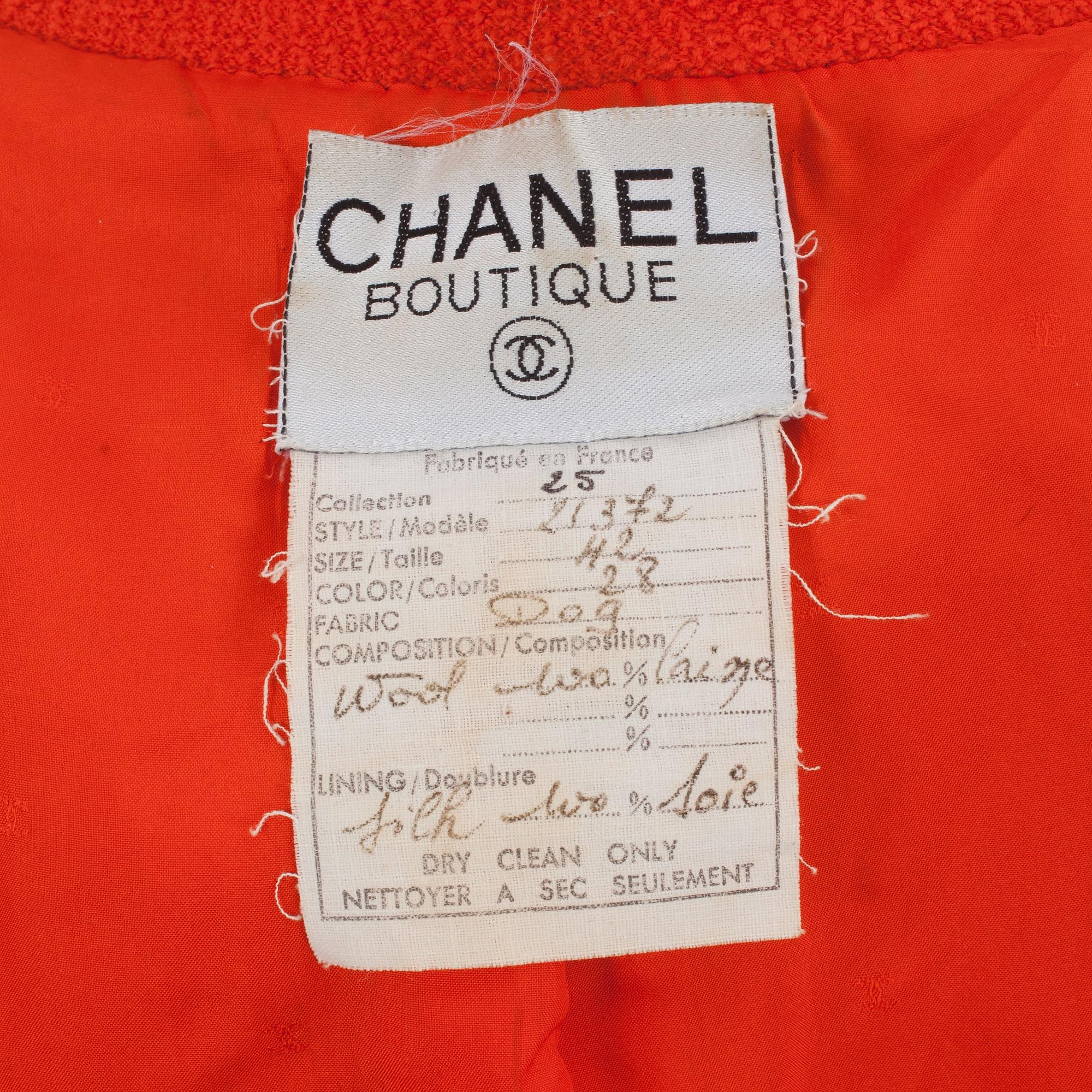 CHANEL, a orange wool jacket. French size 42.