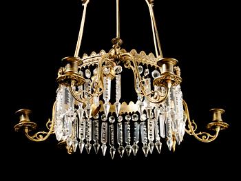 TAKLAMPA, sent 1800-tal, mässing. H ca 75.