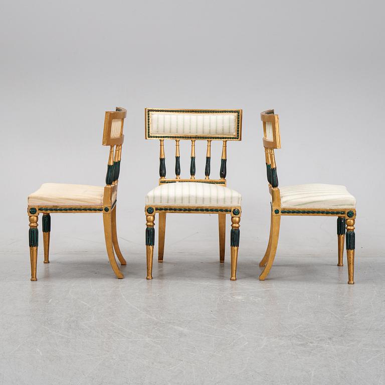 A set of three late Gustavian style chairs, 19th Century.