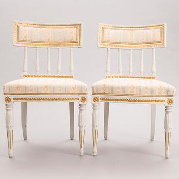 Set of four gustavian chairs, one of which signed by Erik Öhrmark, circa 1800.