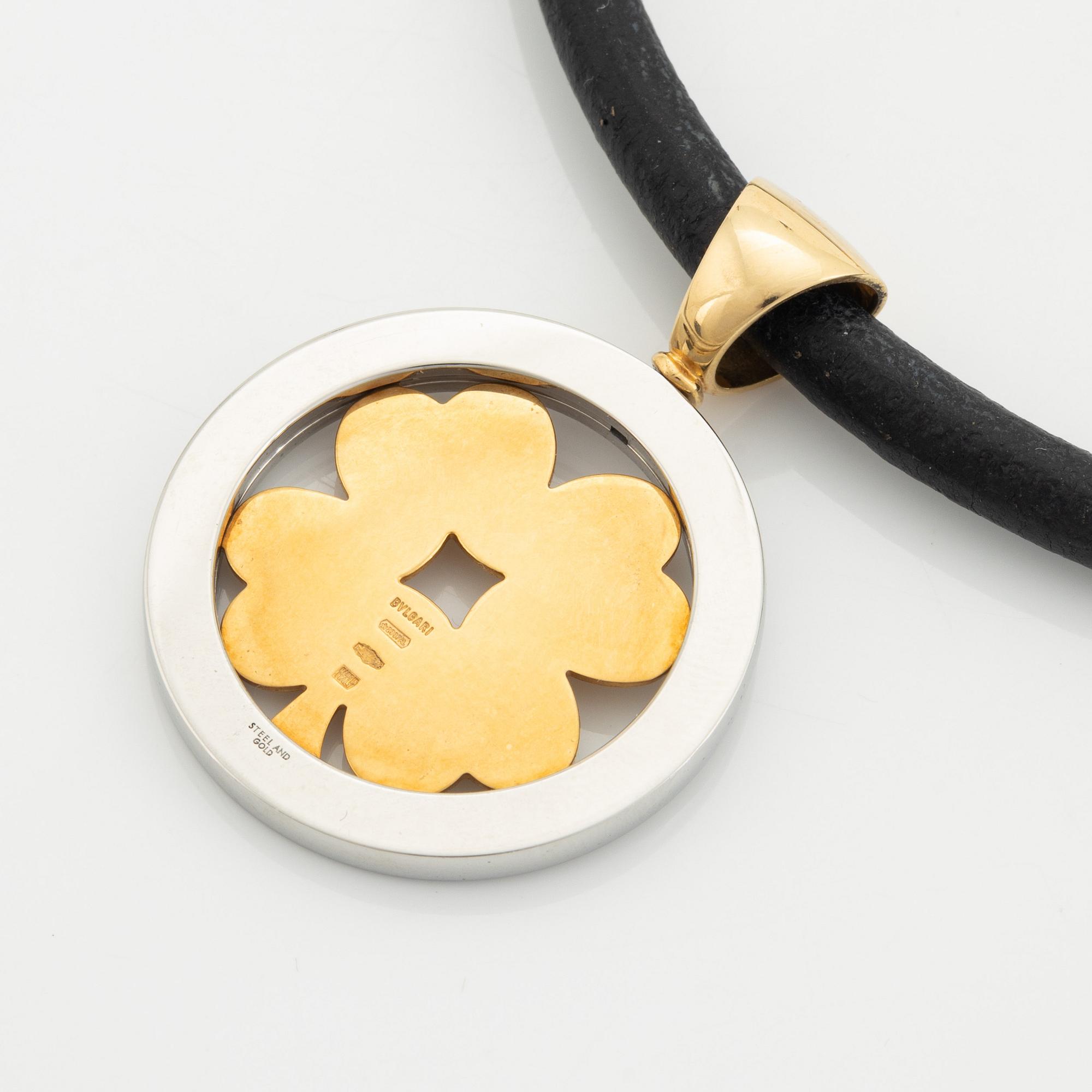 Bulgari, collier, 18K guld och stål, fyrklöver.