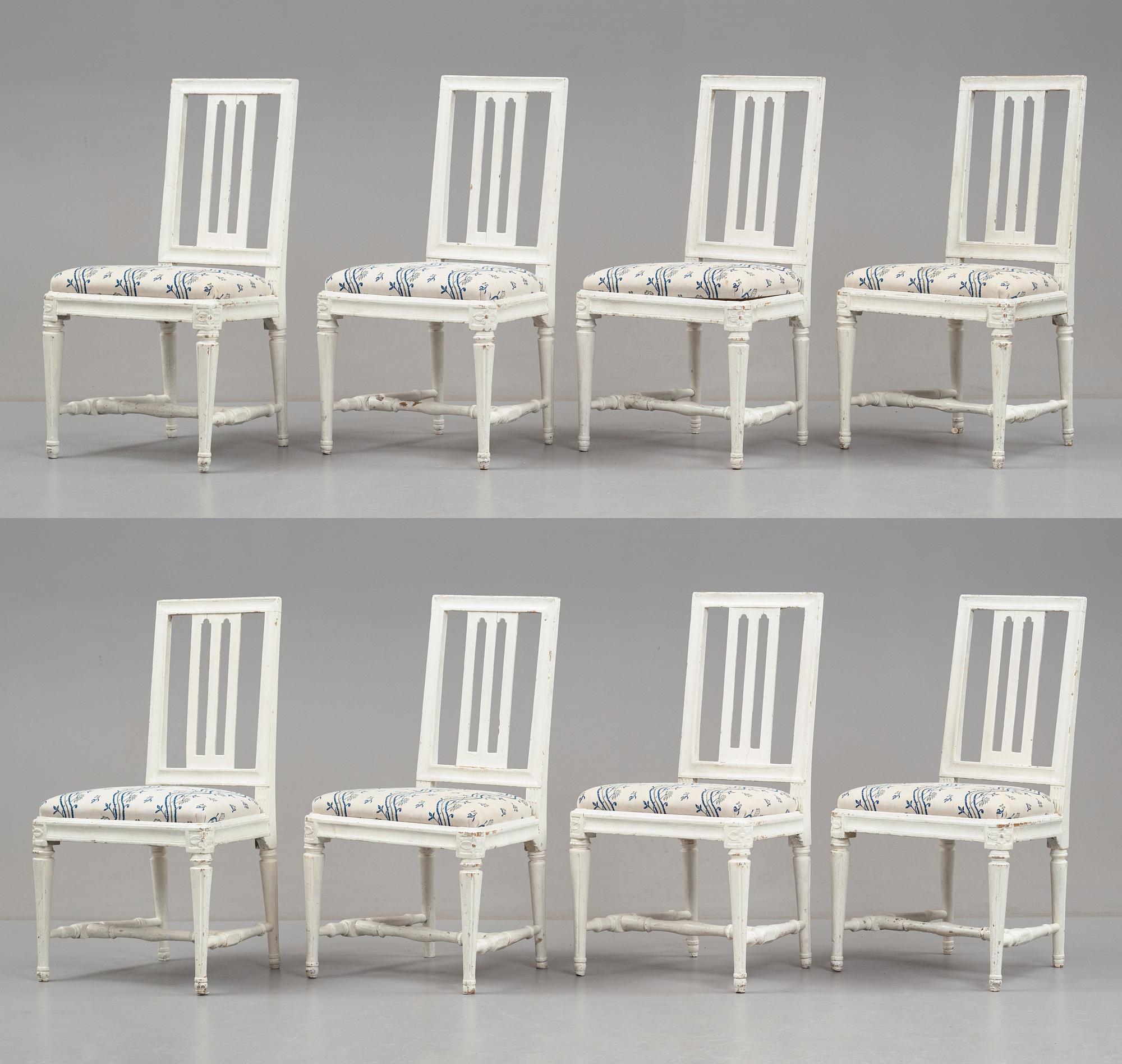 Eight Gustavian chairs by L Söderholm.