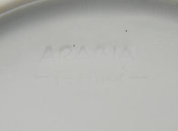 FRIEDL HOLZER-KJELLBERG, 8 TEA CUPS WITH SAUCERS, AND BOWL, rice grain porcelain, signed, Arabia.