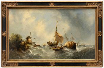 William Calcott Knell, attributed, Boats by the Coast.