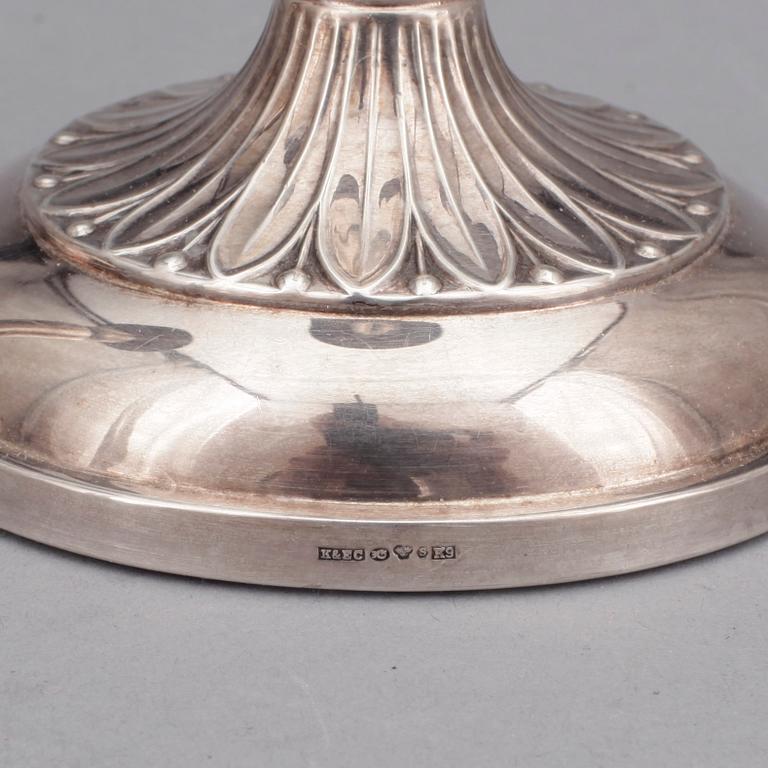 LJUSSTAKAR, 3 par, silver, bla Mema, 1930-90-tal.