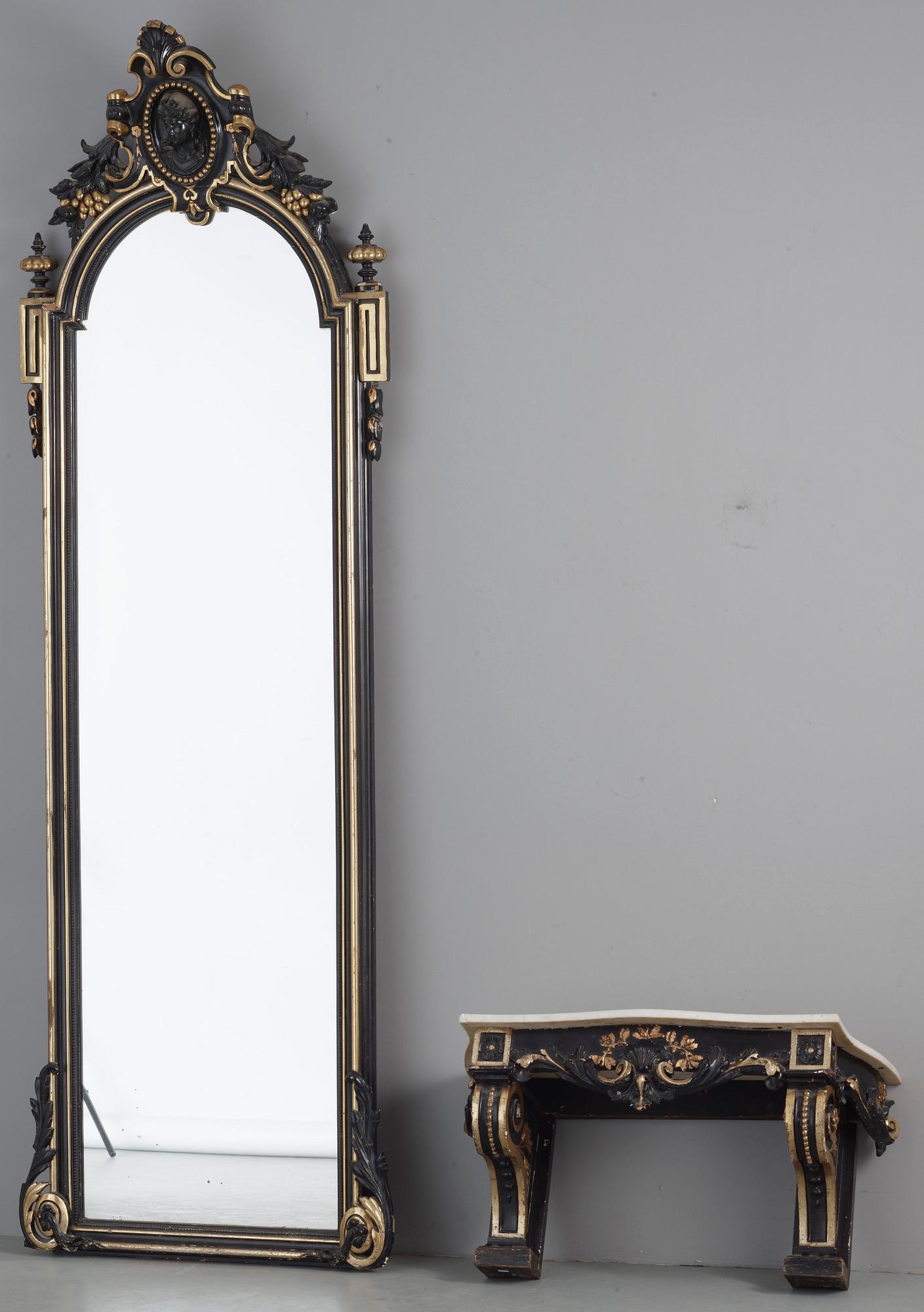 GOLVSPEGEL MED KONSOLBORD, Ny Louis XVI, sent 1800-tal.
